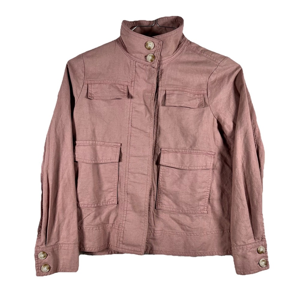 Loft Blush Pink Linen Blend Utility Jacket Women's Petite XXS